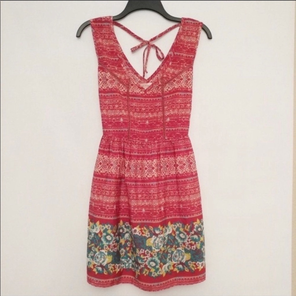 Band of Gypsies Red Mini Floral Halter Sundress Medium Size M